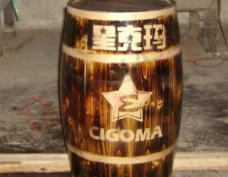 Laser mark wood barrel